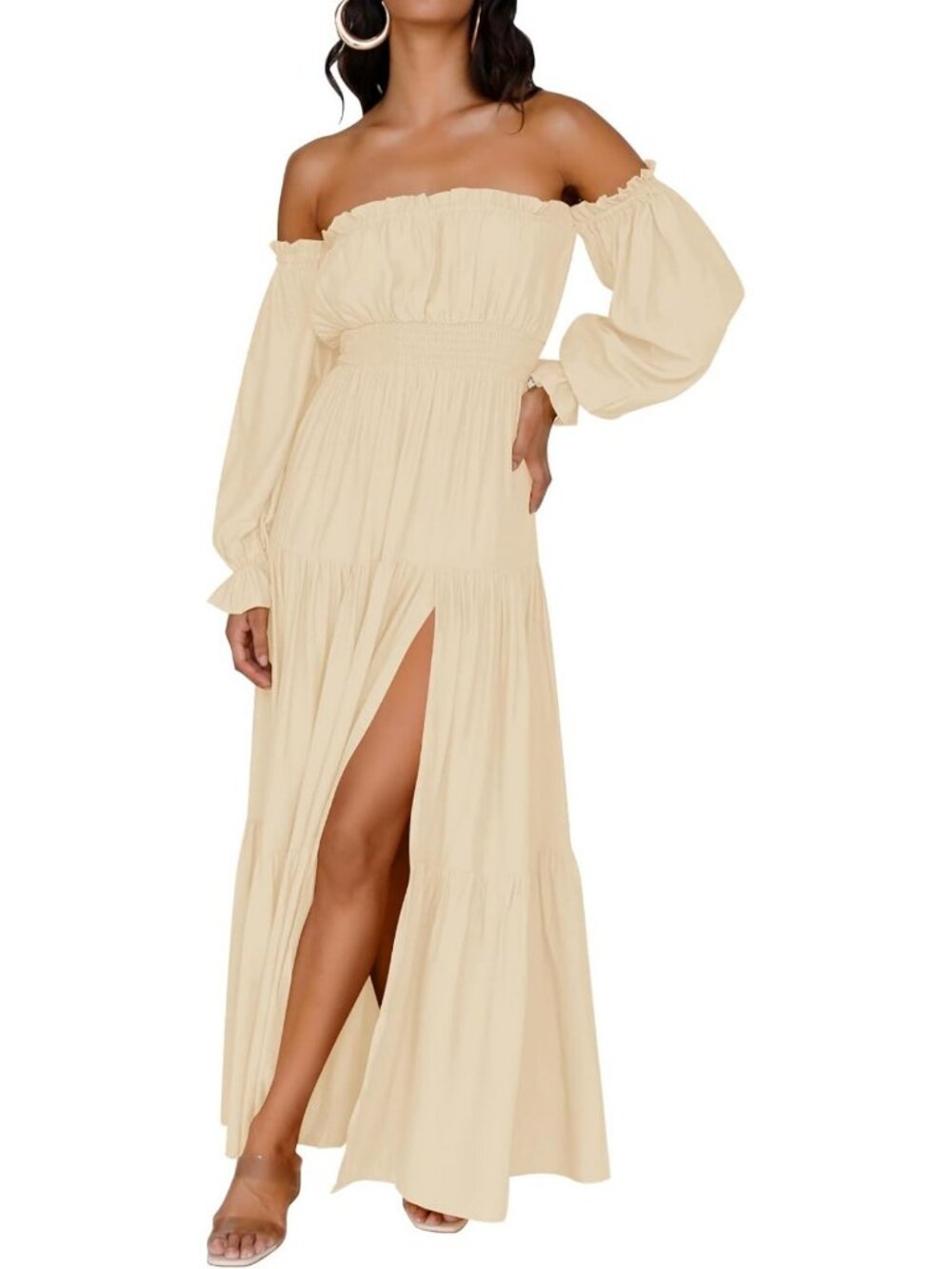 Boho Off Shoulder Maxi Dress for Women | Fall Long Sleeve Fashion Dress